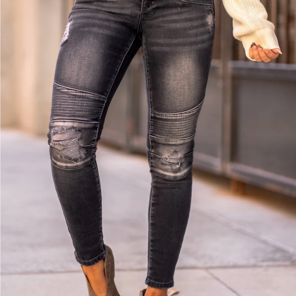 Distressed Black Skinny Jeans by KanCan!